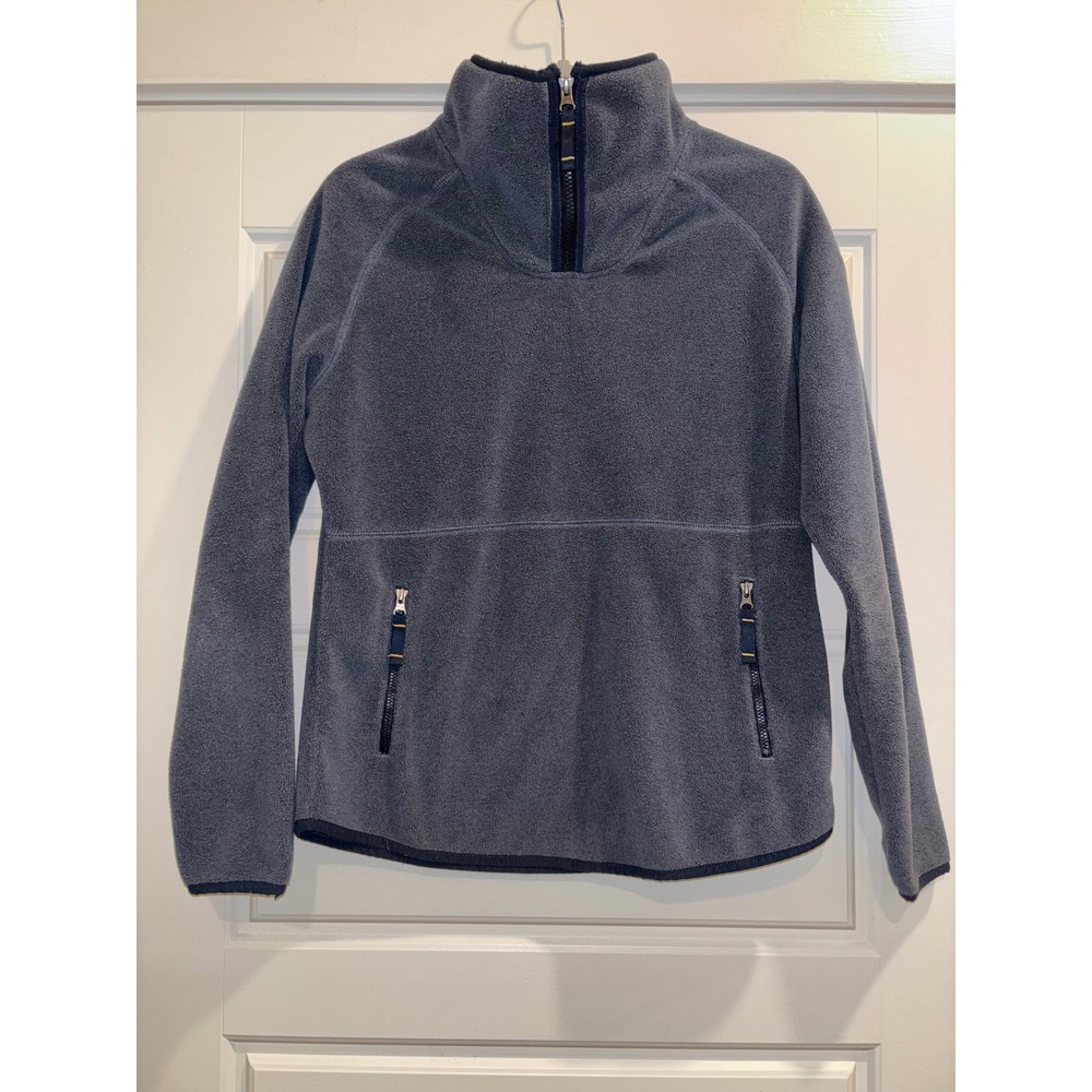 Pendleton Gray Fleece Quarter Zip Pullover Sweater Jacket Logo Patch Womens L